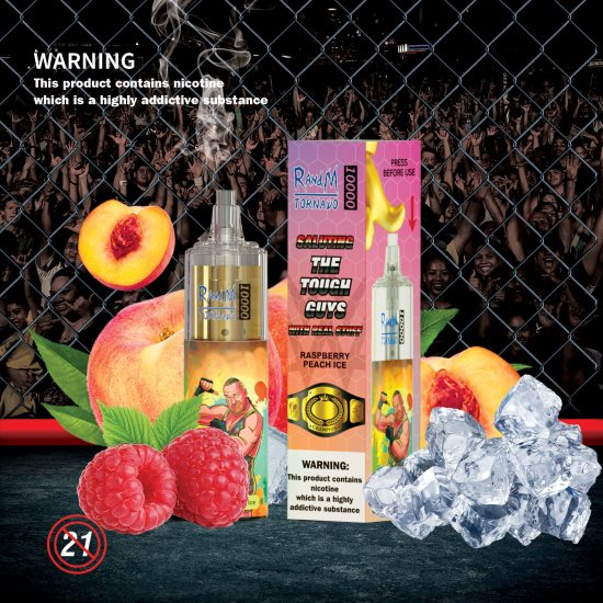 RandM Tornado 10000 Airflow Control Vape Device 1Pc D8842N119 Raspberry Peach Ice RandM vape review