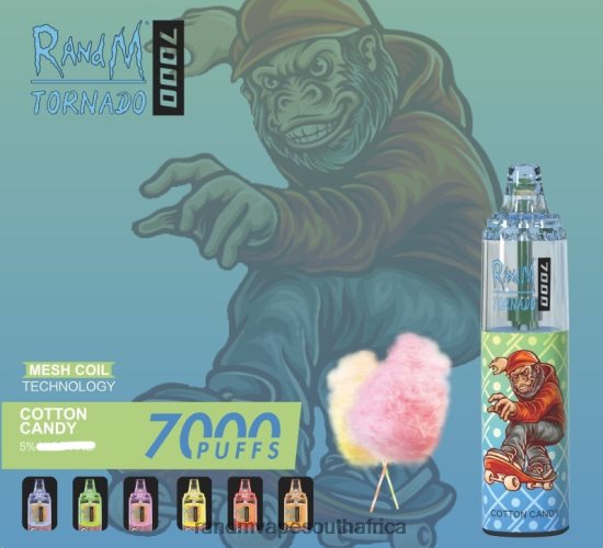 RandM Tornado 7000 Airflow Control Vape Device 1Pc D8842N181 Cotton Candy RandM vape south africa